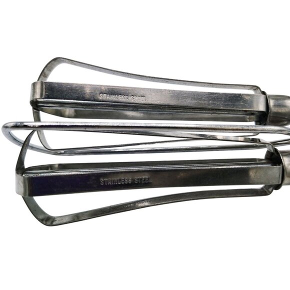 Robinson Hand Crank Egg Beater Vintage Manual Mixer Stainless Steel White Handle - Picture 5 of 14